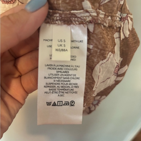 Free People Miss Daisy Printed Top 100% Cotton Ruffle Trim Vintage Combo Small - Picture 4 of 6